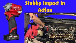 Milwaukee Tools New 38 Stubby Impact Wrench  The Best Way To Use It In An Automotive Repair Shop [upl. by Donetta]