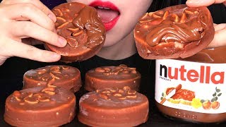 ASMR NUTELLA  CHOCOLATE COVERED ICE CREAM 누텔라  초콜릿 아이스크림 먹방 咀嚼音 آيس كريم الشوكولاته MUKBANG [upl. by Danyelle]