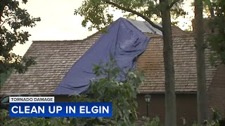 Huge cleanup continues in Elgin after tornadoes [upl. by Aneerhs]