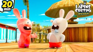 Les Lapins rentrent de vacances  Les Lapins Crétins Invasion🐰  Nouvelle compilation 20 min [upl. by Groveman]