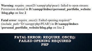 Fatal error requireonce Failed opening required  Core PHP  PHP in Hindi [upl. by Buell]