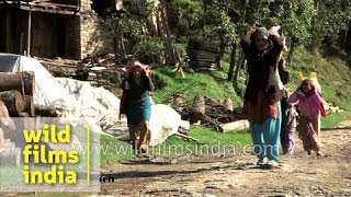 People carrying relief materials for their survival  Nepal [upl. by Streetman242]