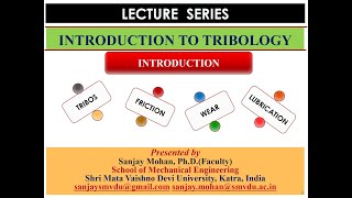 LECTURE SERIES ON TRIBOLOGYMECHANICAL ENGINEERING INTRODUCTION  DrSANJAY MOHAN [upl. by Aelyk]