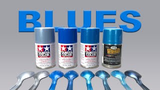 Light Metallic Blue Paint Comparison Tamiya amp Testors lacquer spray paints for plastic models [upl. by Cecilia]