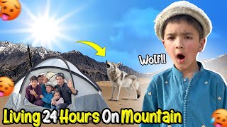 Living On Mountain For 24 Hours Challenge 😱 [upl. by Airdnahs]