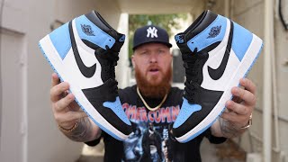 HOW GOOD ARE THE AIR JORDAN 1 UNC TOE SNEAKERS Early In Hand amp On Feet Review [upl. by Floris]