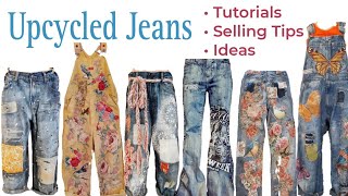 Upcycled Jeans  Tutorials  Tips For Selling  Slide Show  Ideas [upl. by Micah625]