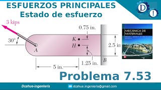 ESFUERZOS PRINCIPALES  ESFUERZOS COMBINADOS  MECÁNICA DE MATERIALES  BEER  EJERCICIO 753 [upl. by Aicrag834]