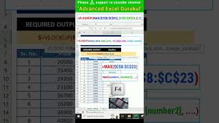 Master Excel in Minutes VLOOKUP  MAX Formula Tutorial shortsfeed exceltips excelshorts shorts [upl. by Pavyer]