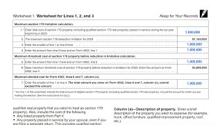 IRS Form 4562 Worksheet 1 walkthrough Lines 1 2 and 3 [upl. by Bonne]