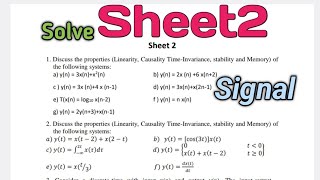 Signal  Solve Sheet2  Linearity Casuality Stability and memory [upl. by Tanah]