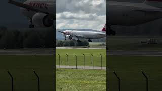 Swiss b777 landing rwy14 aviation swiss boeing b777 saopaulo zurichairport aviationlovers [upl. by Nivets]