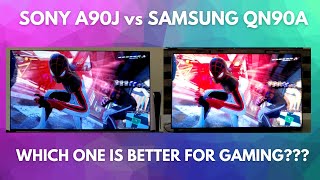 Sony A90J vs Samsung QN90A Side by Side Comparison Gameplay Spiderman Miles Morales [upl. by Nikral]