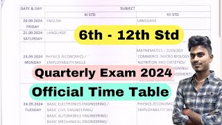 🔴6th  12th Std quarterly exam time table 2024 tamil nadu  9th 10th 11th 12th quarterly time table [upl. by Rehpotsyrk]