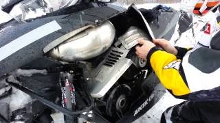 video instructions on replacing the belt on the variator Arcti cat XF800 SNO PRO [upl. by Ahsitel349]