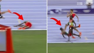 Lamecha Girma unconscious injury after fall on Mens 3000m Steeplechase Final Olympic [upl. by Erfert]