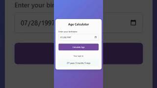 Age calculator using html css and javascript html css javascript codinglife [upl. by Jonati629]