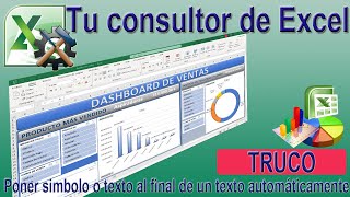 Como poner simbolos o texto al final de multiples celdas automáticamente en una tabla de excel [upl. by Theodoric844]