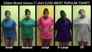 Sizing for our Most Popular TShirt G200 Unisex Gildan Crewneck [upl. by Xymenes5]