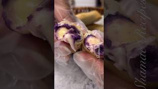 💯 cheesy ube turon 😋 recipe cookingideas cookingvideo trendingshorts [upl. by Akem686]