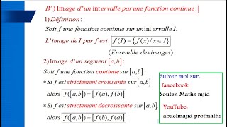 Image dun intervalle par une fonction continue 2bacSPCF SVT2bac seco et techniques [upl. by Calva577]