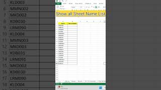 Show All Sheet Names in Excel with Just One Click excel [upl. by Ranita]