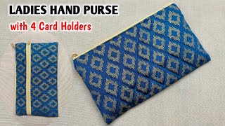 DIY Ladies Hand Purse with 4 Card Holders  Ladies Purse Cutting and Stitching  Phone pouch  Bags [upl. by Isolt478]