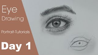 Portrait Drawing for Beginners  DAY 1  Eye Drawing Techniques sketchbookbyabhishek [upl. by Itsirhc]