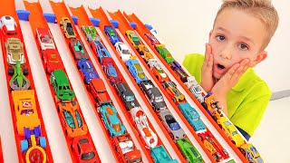 Niki play with Hot Wheels cars and playsets  Collection video with Toy cars [upl. by Standford]