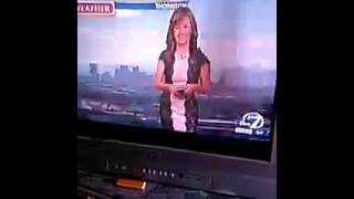 Newscaster gets spooked on Channel 7 KMGH in Denve [upl. by Anaderol]