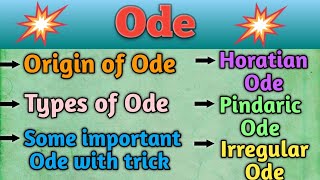 Ode Forms of PoetryOde in hindi Types of odePindaric Ode Horatian Ode and Irregular Ode [upl. by Theresita]