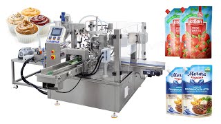 Automatic Mayonnaise Sauce Rotary Spout Pouch Filling And Sealing Machine [upl. by Iruam]