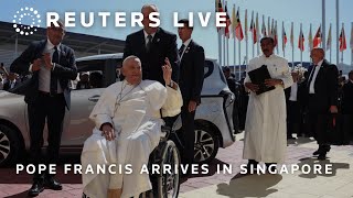 LIVE Pope Francis arrives in Singapore  REUTERS [upl. by Retla]