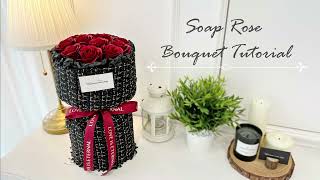 Soap Rose Bouquet Tutorial  Using Cloth type of wrapping on Soap Rose Bouquet  小香风花束教程  香皂花花束包装 [upl. by Rosenberger786]