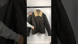 Mens Sheepskin Bomber Jacket  Dark Brown Distressed [upl. by Sinnoda]