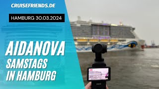 AIDAnova  Samstags in Hamburg  Steinwerder und Auslaufen am Abend 30032024  AIDA Cruises Nova [upl. by Otrebide]