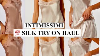 TRY ON HAUL SILK  SLIP DRESS amp TOP  INTIMISSIMI NEW IN 2020 [upl. by Savadove]