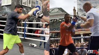 AMIR KHAN VS KELL BROOK SIDEBYSIDE TRAINING FOOTAGE COMPARISON  WHO WINS ON FEBRUARY 19 [upl. by Nauqes]