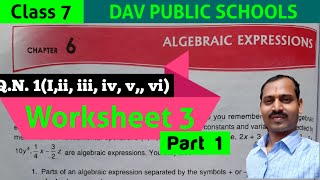 DAV class 7 maths chapter 6 worksheet 3 part 1 QN 1 all solved [upl. by Dera]