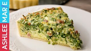 How to make bacon spinach artichoke quiche  easy quiche recipe with pate brisee crust [upl. by Veats]