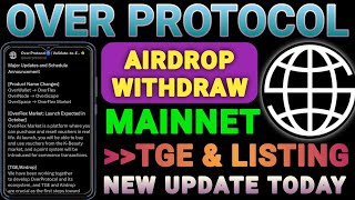 Over Protocol Withdrawal  Over Protocol Airdrop  Over Protocol New Update  Over Wallet Withdrawal [upl. by Mazonson]