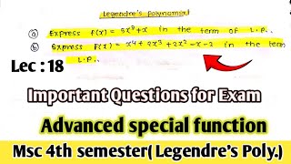 Express fx 5x3x in terms of Legendres Polynomial  Legendres Polynomial Example Lect 18 [upl. by Youngran]