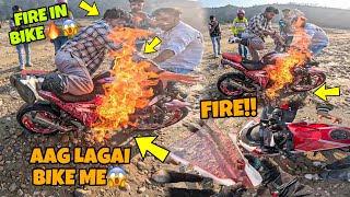 😨Aag Lagai bike me  Fire in Bike Live Captured in Go Pro Camera Preparation for Ladakh [upl. by Schoening]