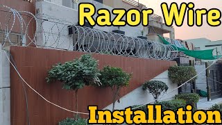 How to install Security Razor Wire on Boundary Wall Barbed Wire  Mushtaq Steel [upl. by Ahtenak]