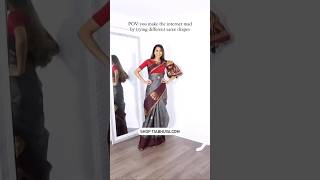 Saree Sleeve Drape  cotton saree look  different styles of saree draping  saree shorts [upl. by Ardnuhs]