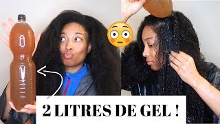 2 LITRES DE GEL DE LIN SUR MES CHEVEUX  Démonstration et Résultats [upl. by Nairoc64]