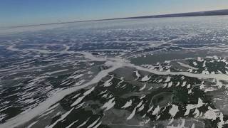 Drone View of Saginaw Bay Ice Conditions Linwood MI 1212019 attn ice fishermen [upl. by Ydnec]