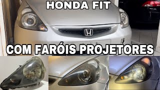 Instalei projetores nos faróis do Honda Fit [upl. by Skippie]