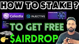 HOW TO STAKE CELESTIA INJECTIVE ATOM TO GET COSMOS AIRDROP in KEPLR Wallet [upl. by Nesyla]