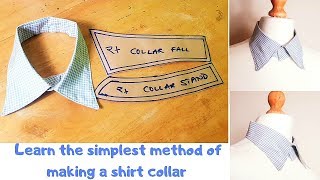 How to make a Shirt Collar  Pattern drafting  Cutting and sewing of a shirt collar [upl. by Luapleahcim27]